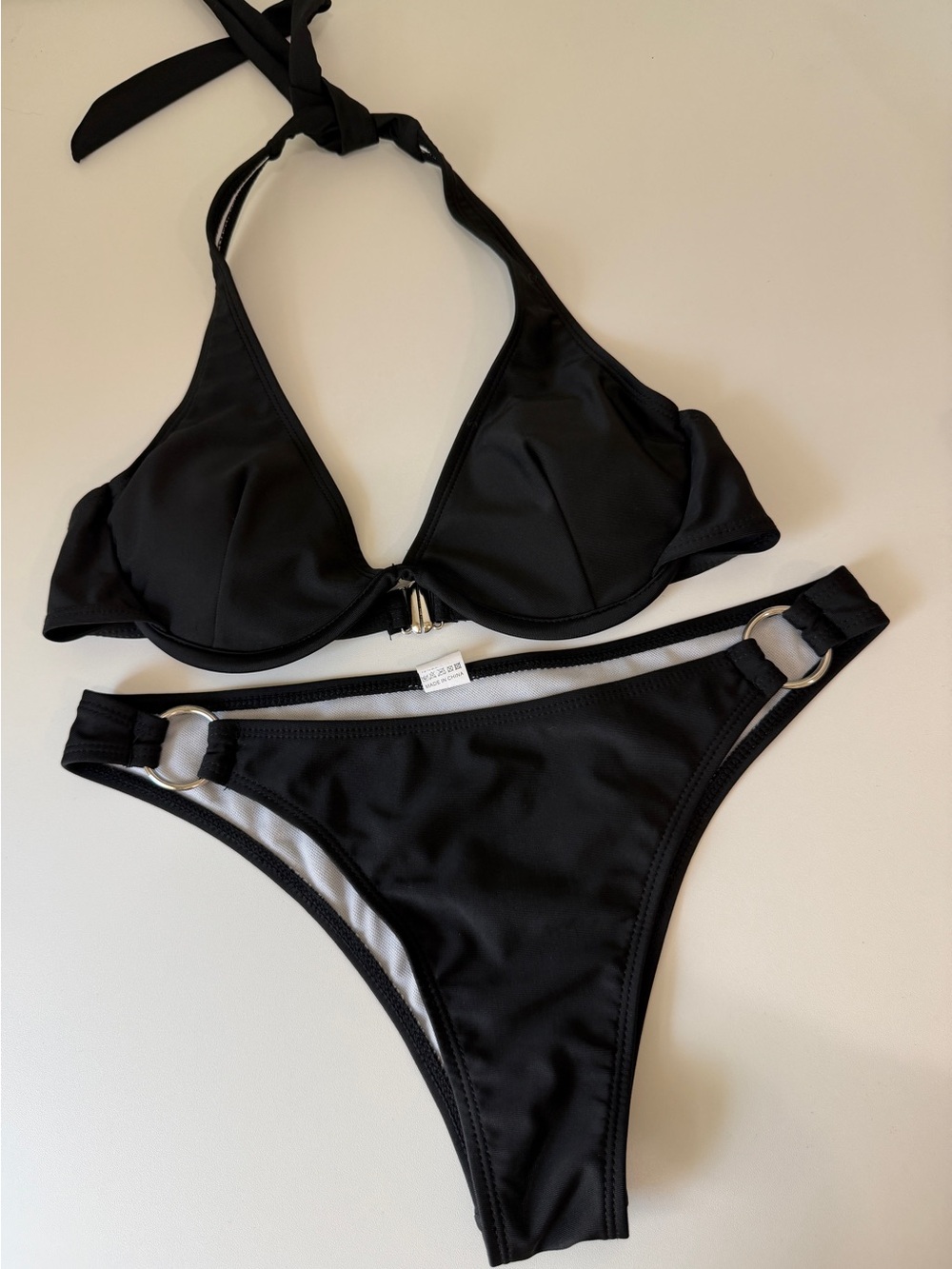 Black Halter Bikini Set - Women Swim
